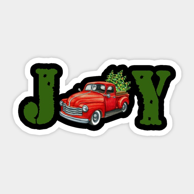 Joy Christmas Red Truck Sticker by Jo Palmer